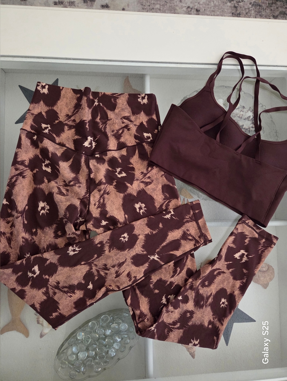 2 Piece Offline aerie Brown & Tan Tie-Dye Active Leggings W Offline sports top - Picture 5 of 5